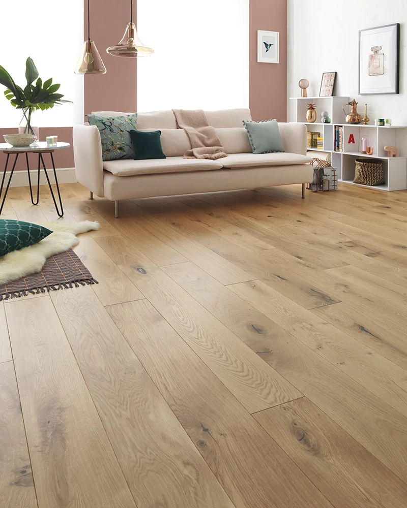Woodpecker Harlech Rustic Oak floor in a bright living room